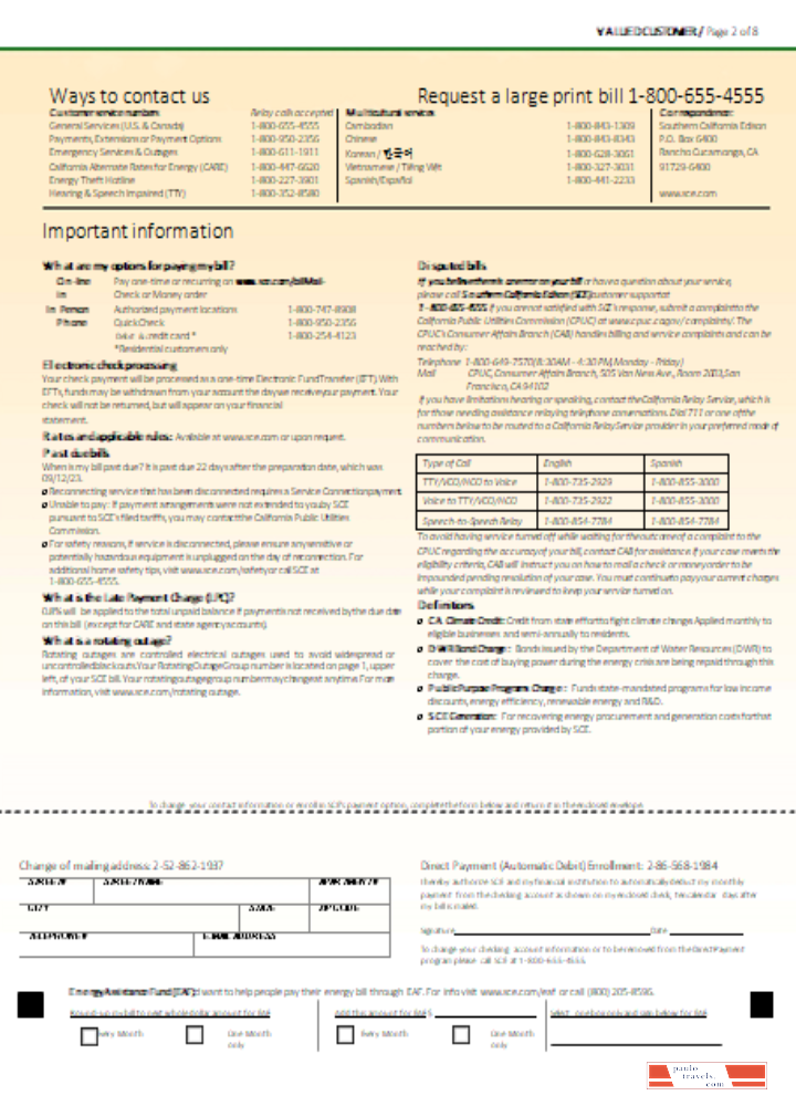 Southern California EDISON utility business bill, page 2, SCR PSD template